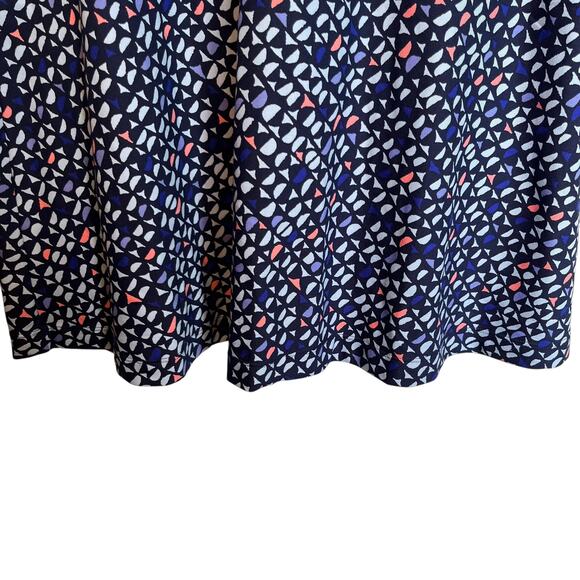 Title Nine Dream V Neck Dress Wild Waves Geometric Print Navy Blue Travel Size L - Picture 8 of 11